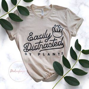Easily Distracted by Plants Unisex Cotton T-Shirt - Soft Cream
